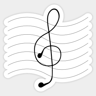 Treble clef from earphones Sticker